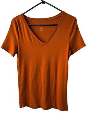& Other Stories Rust Orange V-Neck Short Sleeve Tee
